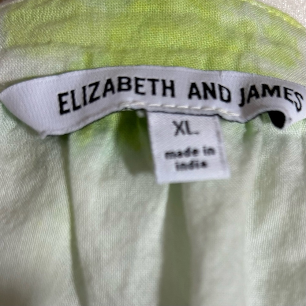 Elizabeth And James Tie Dye Cotton Puff Sleeve Blouse Button Relax Fit Top XL - Picture 5 of 5